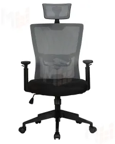 Офисное кресло для персонала DOBRIN NIXON (чёрный, серая сетка)