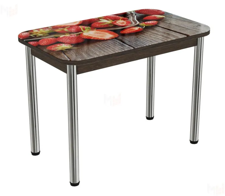 Стол прямоугольный с фотопечатью Клубника, ноги прямые