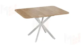 Стол обеденный раздвижной Лиссабон Тип 1 Белый муар, Дуб Крафт золотой