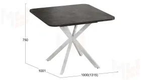 Стол обеденный раздвижной Лиссабон Тип 1 Белый муар, Ателье темный