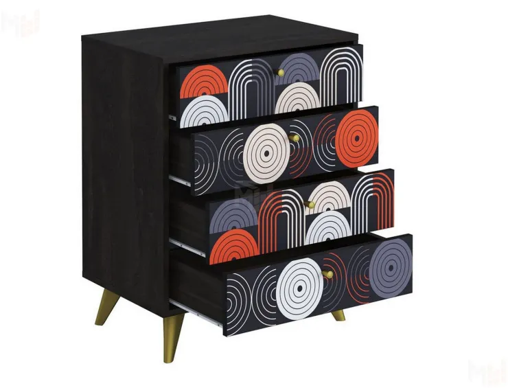 Комод Фьюжн Арт КМ-001 камень угольный/Vinil