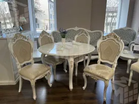 Стол Натали круглый белый глянец