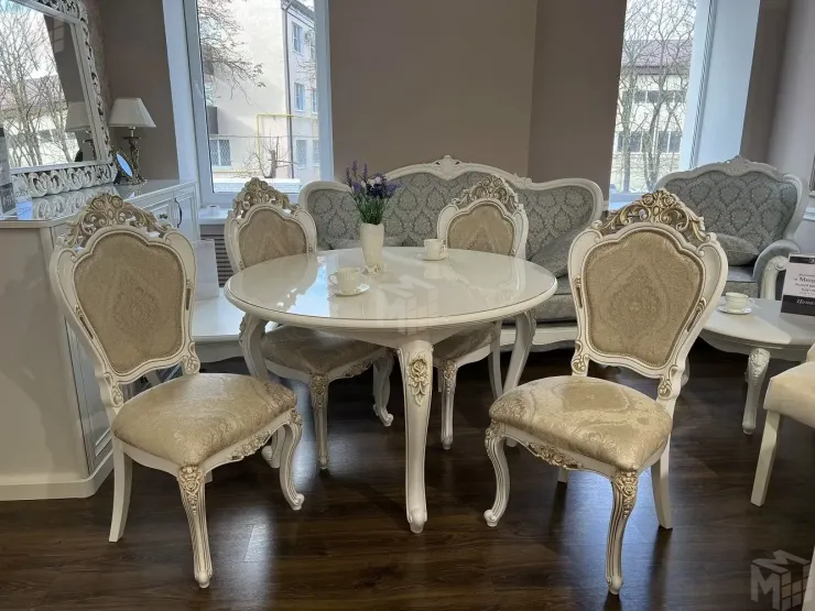 Стол Натали круглый белый глянец