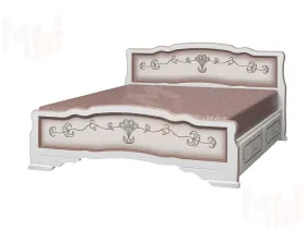 Кровать Карина-6 (140*200) с ящиками, дуб молочный