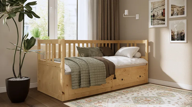 Кровать-кушетка из массива КЫМОР 80*200 светло-коричневый