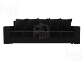 Диван прямой Дубай Лайт полки слева ( Черный\Черный )