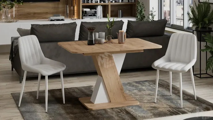 Стол обеденный раздвижной Люксембург Тип 3  Дуб Крафт золотой, Белый