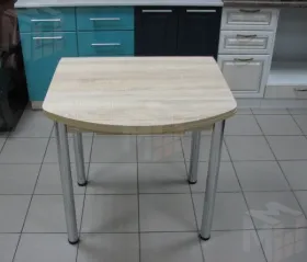 Стол Евро поворотно-раскладной с ящиком 780*590 (сонома), ножки хром