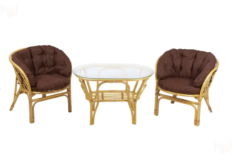 Комплект Багама дуэт с простыми коричневыми подушками и овальным столом