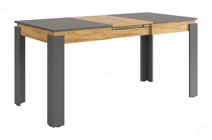 Стол обеденный раздвижной Гермес 2 графит/дуб крафт золотой