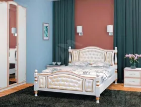 Кровать Жасмин (160*200) дуб молочный/св. экокожа