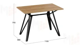 Стол обеденный Ройс Тип 1 Черный муар/Дуб Крафт золотой