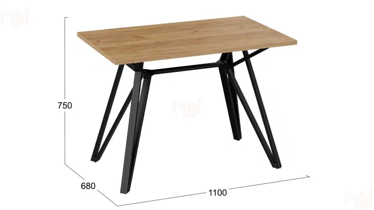 Стол обеденный Ройс Тип 1 Черный муар/Дуб Крафт золотой