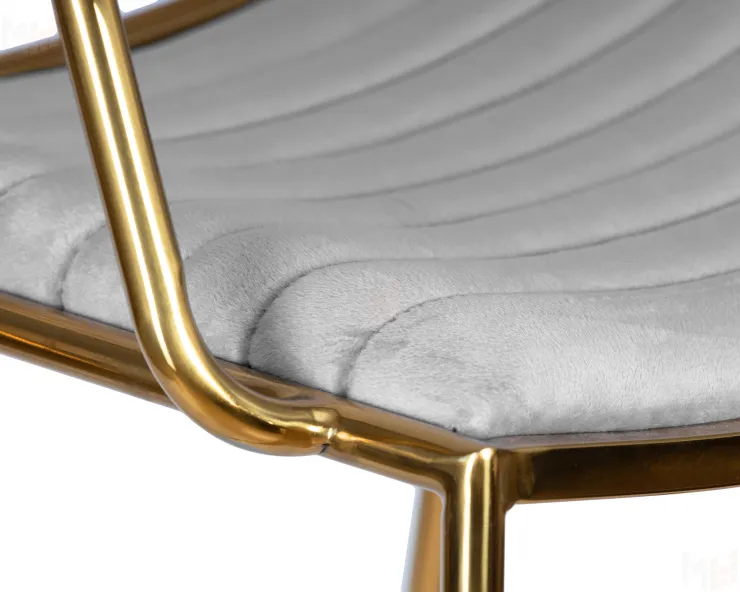 Стул барный DOBRIN MILLER GOLD (светло-серый велюр (135-37))