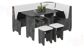 Кухонный уголок Техас Исп.1 Ателье темный, Экокожа белая