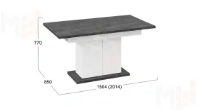 Стол раздвижной Детройт Тип 1 Белый, Ателье темный