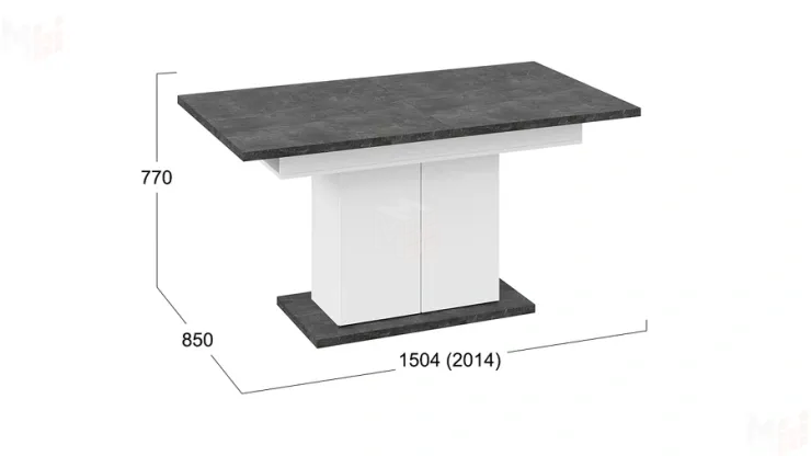 Стол раздвижной Детройт Тип 1 Белый, Ателье темный