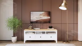 Tумбa ТB КЫMOP 148 белый/светло-кoричнeвый