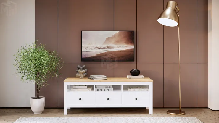 Tумбa ТB КЫMOP 148 белый/светло-кoричнeвый