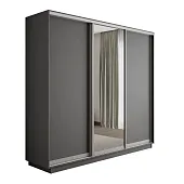 Шкаф-купе Оптим 3-х дверный  1 секция (ЛДСП, Зеркало) 240 см. 1 штанга, 11 полок, 4 ящика