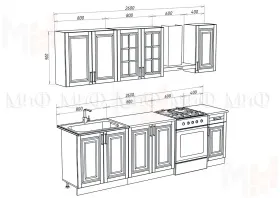 Кухня Престиж 2,0 (комп. 3) 900 Браш блю