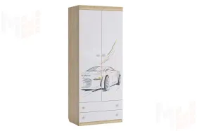 Шкаф комбинированный (с ящ. 2-створчатый) Форсаж дуб сонома/белый