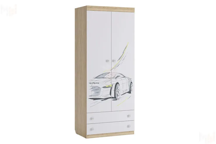 Шкаф комбинированный (с ящ. 2-створчатый) Форсаж дуб сонома/белый