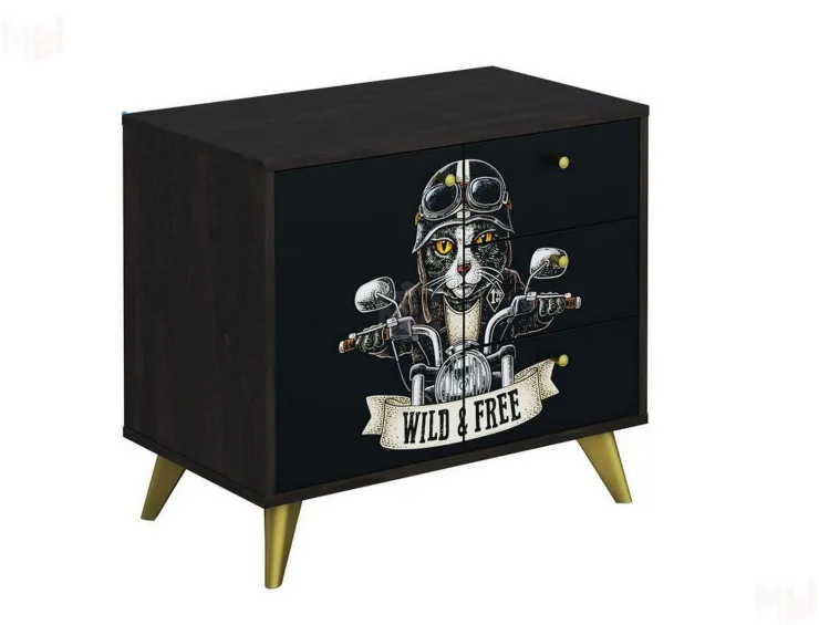 Комод Фьюжн Арт КМ-002 камень угольный/Biker Cat