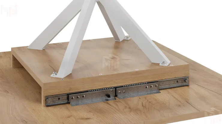 Стол обеденный раздвижной Лиссабон Тип 1 Белый муар, Дуб Крафт золотой