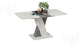 Стол обеденный раздвижной Люксембург Тип 3 Дуб крафт белый, Серый