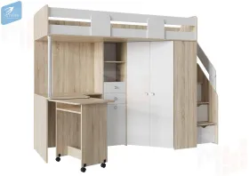 Кровать чердак Мийа_А (сонома/белый)