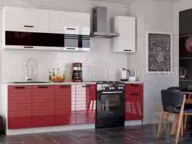 Кухня Техно-3 New (2,0) Белый глянец/красный металлик