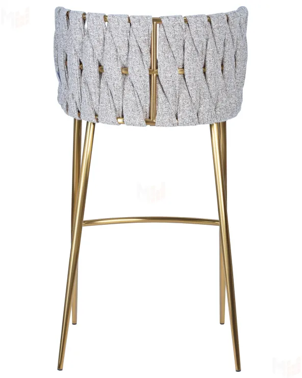 Стул барный DOBRIN EMMA GOLD (белый PU (T-01), белая ткань (F-49))