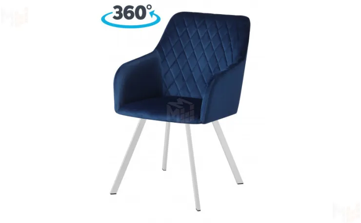 Кресло поворотное Барли Confetti blue/белый