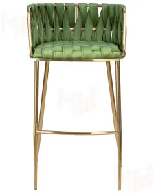 Стул барный DOBRIN EMMA GOLD (зеленый велюр (VF-08))