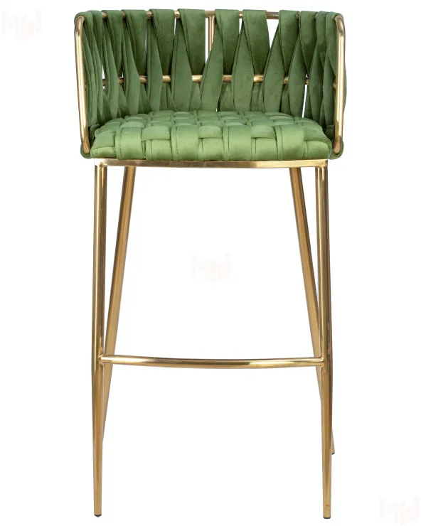 Стул барный DOBRIN EMMA GOLD (зеленый велюр (VF-08))