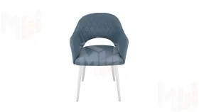 Стул София Т6 Белый муар, Велюр  D007 пыльно-голубой