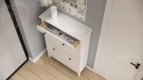 Тумба для обуви из массива Кымор 89 с ящиком, белая