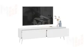 Тумба ТВ Глосс  с опорами - СМ-319.03.011 Белый глянец, Стекло Белый глянец