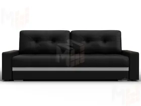 Диван прямой с декором Лига-096 НПБ ( Черный\Белый )