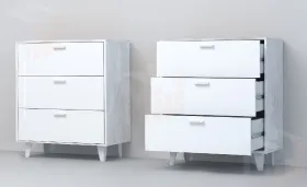 Комод К-3 Эго на ножках Бетон Светлый/Белый Глянец