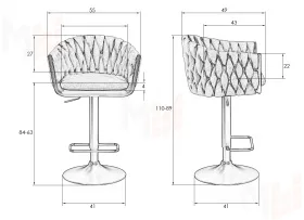 Стул барный DOBRIN MARCEL (морской волны велюр (MJ9-99))