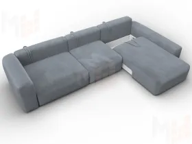 Диван угловой Лига-066 НПБ Лонг угол правый ( TOWER 10 серый )