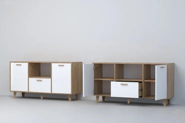 Тумба Т-2 на ножках Эго Дуб Крафт Золотой/Белый Глянец