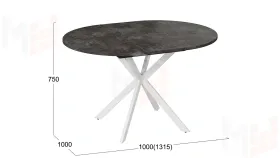 Стол обеденный раздвижной Мэдисон Тип 1 Белый муар, Ателье темный