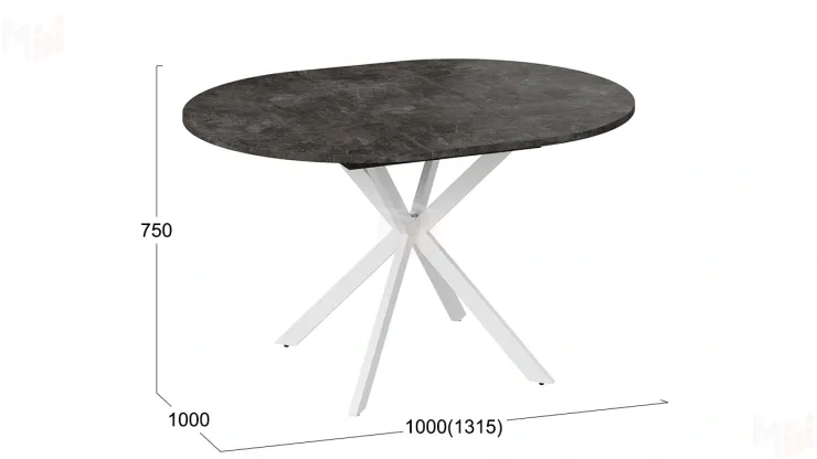 Стол обеденный раздвижной Мэдисон Тип 1 Белый муар, Ателье темный