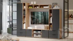 Набор мебели для гостиной Хилтон №2 Дуб Крафт золотой, Графит матовый