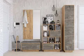 Модульная прихожая Эго Дуб Крафт/Камень Темный Вариант 3