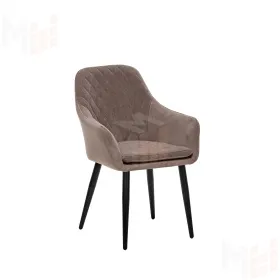 Стул с подлокотниками Leset Слим, каркас Черный, велюр Латте (Латте)