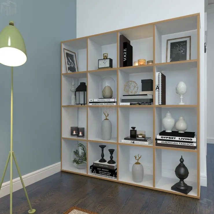 Стеллаж Polini Home Smart Кубический 16 секции, белый, эффект фанеры